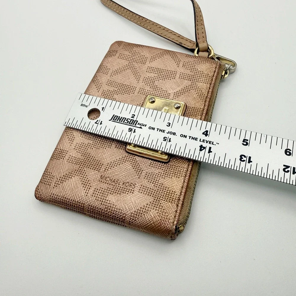 Michael Kors Rose Gold Signature‎ Monogram Wristlet Pouch Card Holder